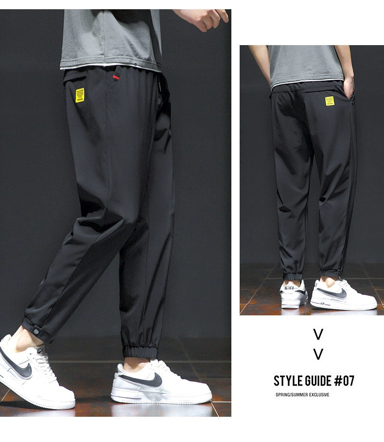 Nike Ton Casual Pants Men's Spring and Autumn Loose Tappered Cropped Sports Quick-Drying Plus Size Black Straight Pants