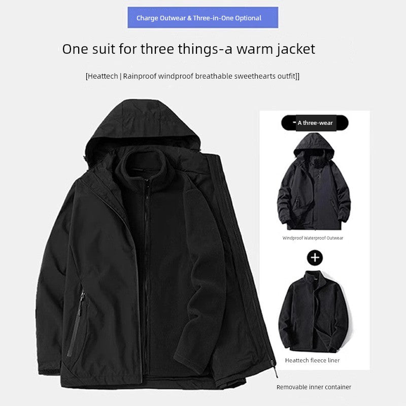 Senma Group Shell Jacket Men's and Women's Outdoor Mountaineering Clothing Three-in-One Outwear Removable Liner Versatility for Traveling Jacket