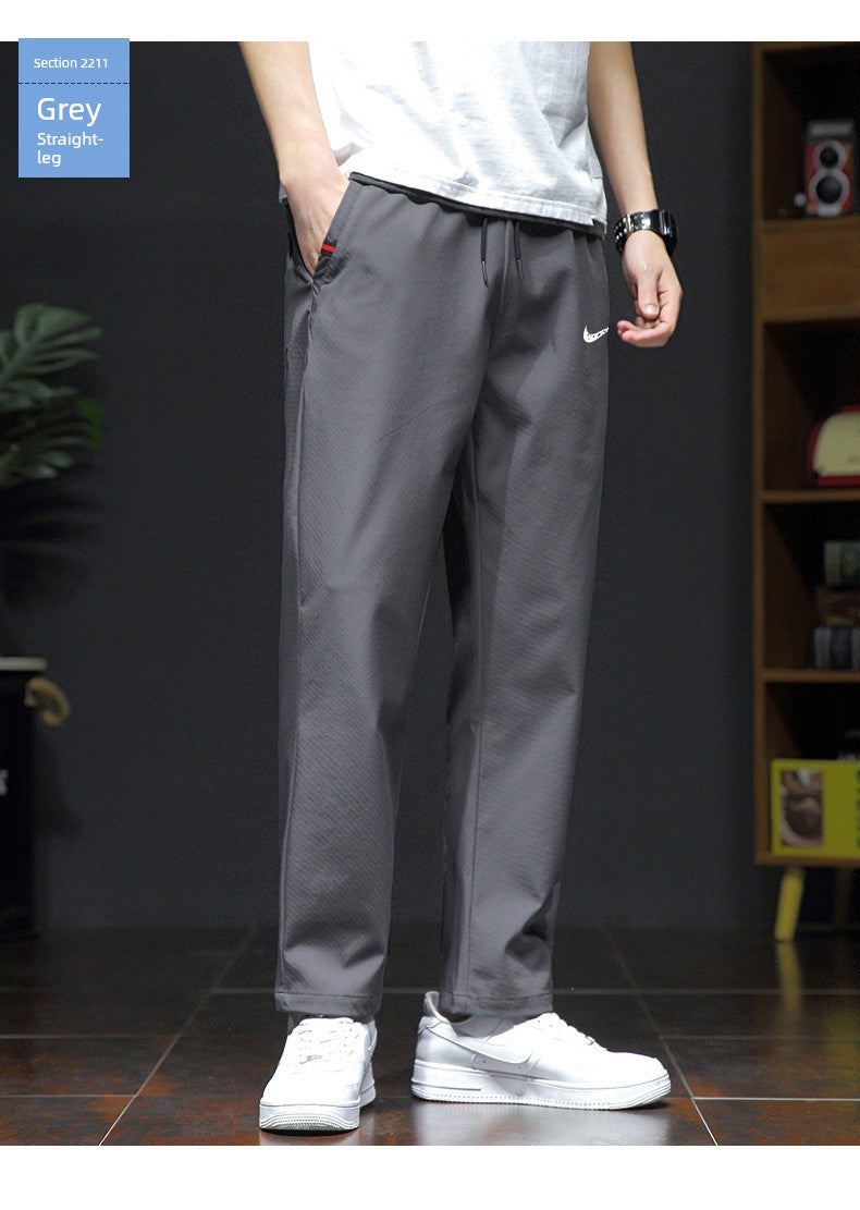 Nike Ton Casual Pants Men's Spring and Autumn Loose Tappered Cropped Sports Quick-Drying Plus Size Black Straight Pants