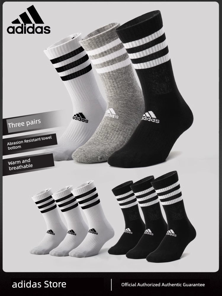 Adidas Adidas Socks Men and Women Autumn Jogging Sports Socks Sweat-Absorbent Long Socks Towel Bottom Basketball Tube Socks